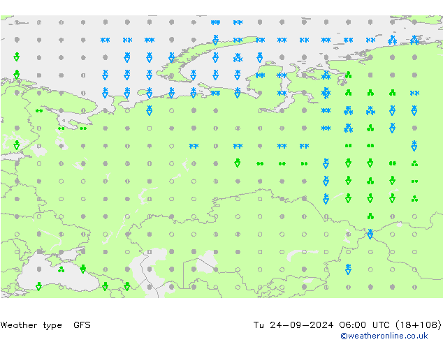 Weather type GFS Tu 24.09.2024 06 UTC