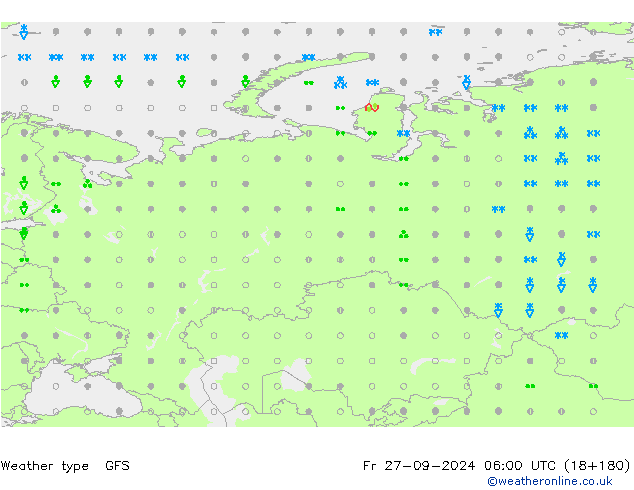 rodzaj opadu GFS pt. 27.09.2024 06 UTC