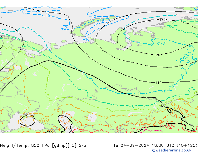 Z500/Rain (+SLP)/Z850 GFS  24.09.2024 18 UTC