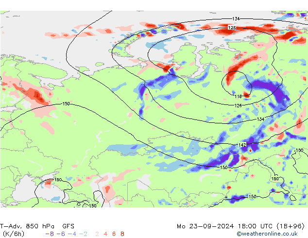 T-Adv. 850 hPa GFS Seg 23.09.2024 18 UTC