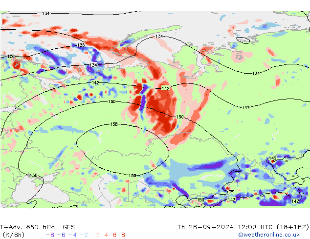 T-Adv. 850 hPa GFS Per 26.09.2024 12 UTC