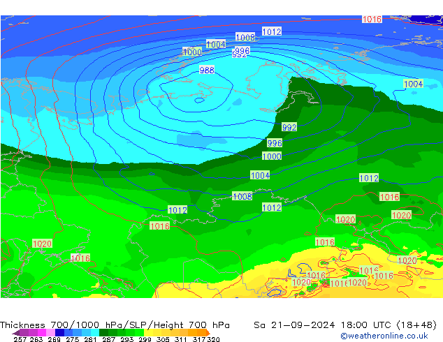 Thck 700-1000 hPa GFS Sa 21.09.2024 18 UTC