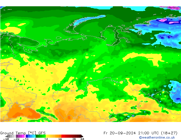 Ground Temp GFS Fr 20.09.2024 21 UTC