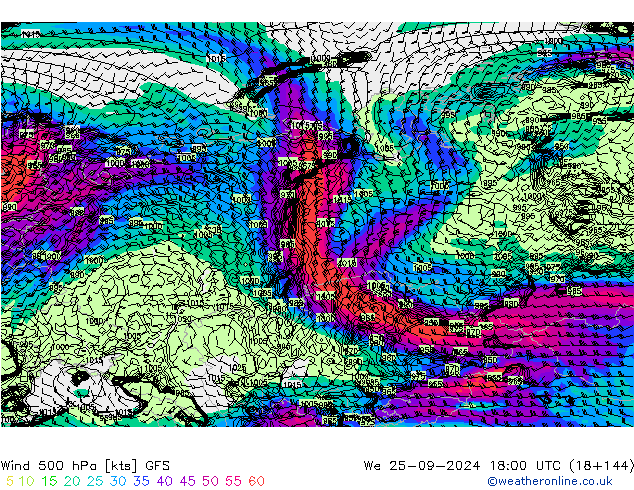  500 hPa GFS  25.09.2024 18 UTC