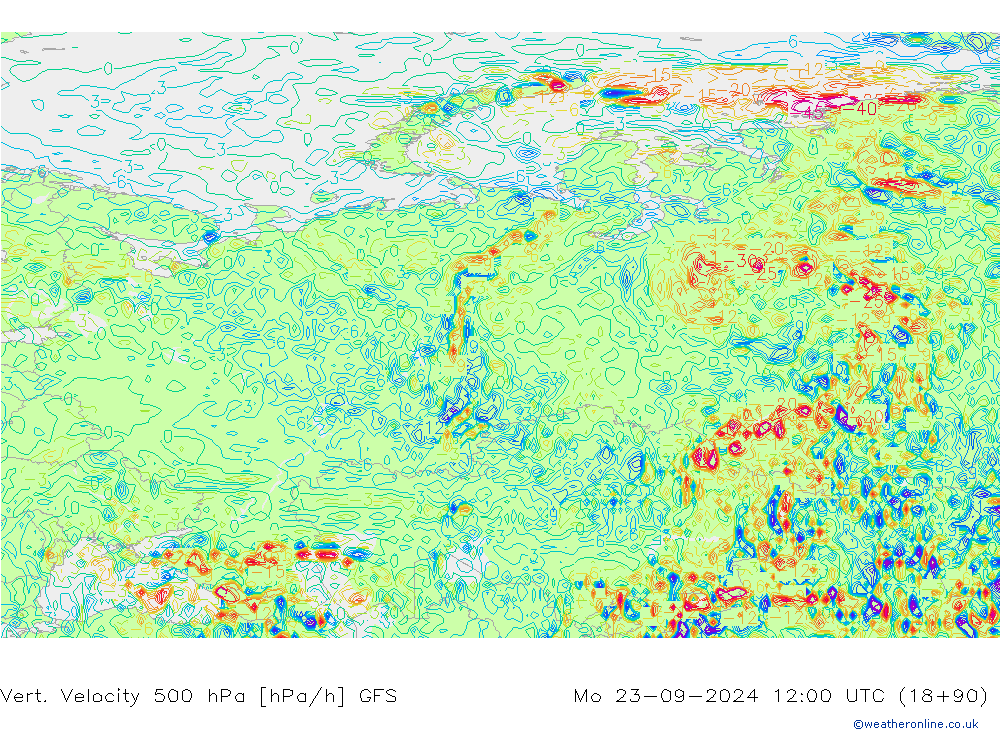 Vert. Velocity 500 гПа GFS пн 23.09.2024 12 UTC