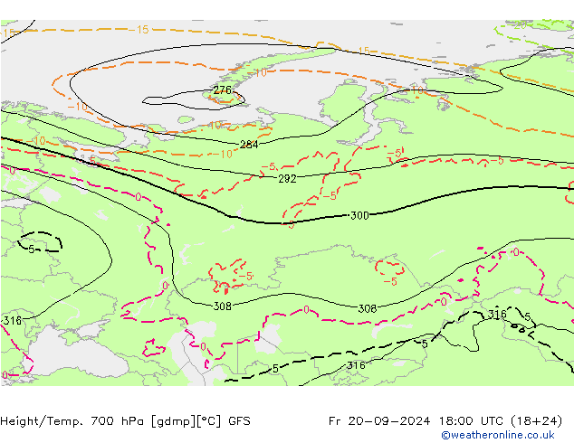 Height/Temp. 700 hPa GFS pt. 20.09.2024 18 UTC