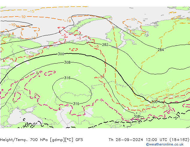 Height/Temp. 700 hPa GFS Do 26.09.2024 12 UTC