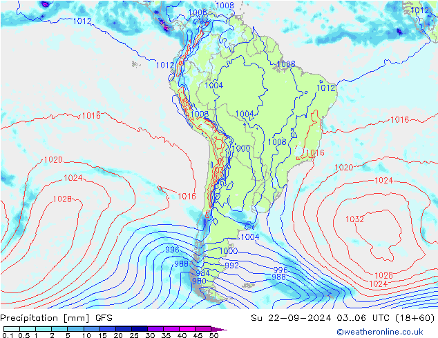 Precipitation GFS Su 22.09.2024 06 UTC