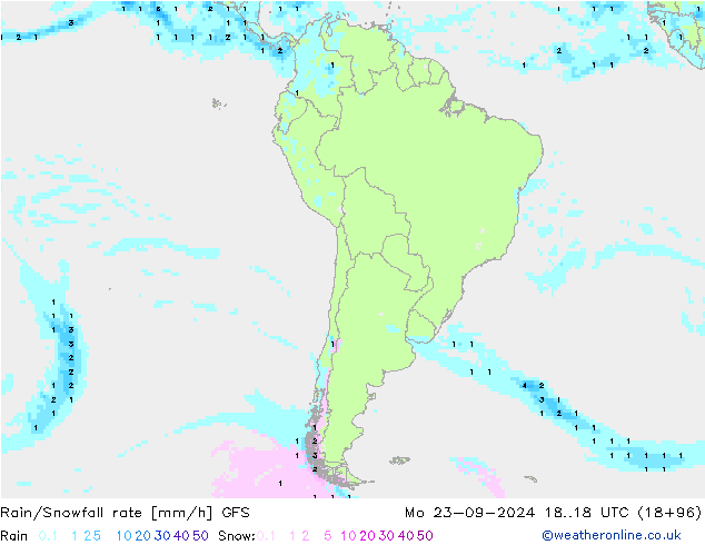 Rain/Snowfall rate GFS Seg 23.09.2024 18 UTC