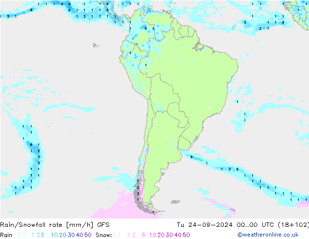 Regen/Schneefallrate GFS Di 24.09.2024 00 UTC