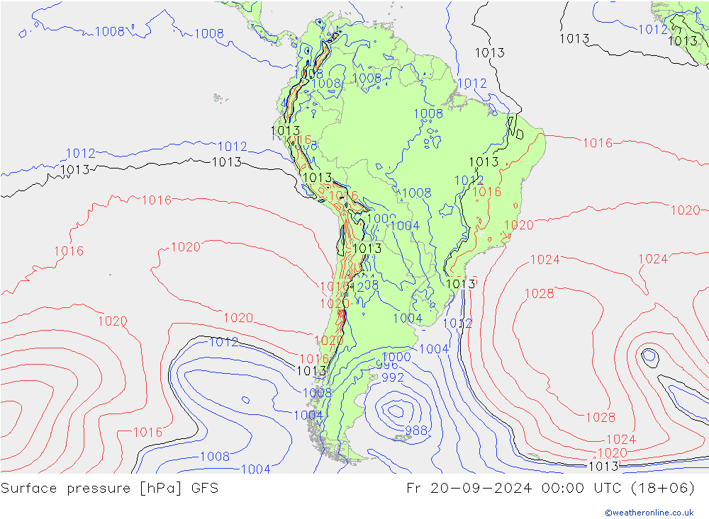 Surface pressure GFS Fr 20.09.2024 00 UTC