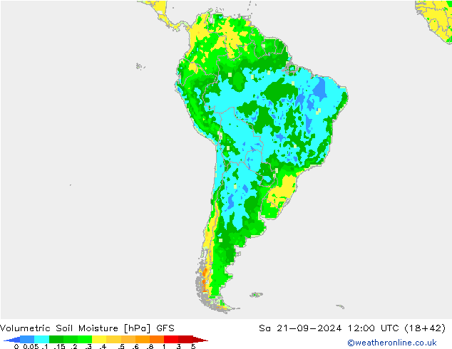 Volumetric Soil Moisture GFS  21.09.2024 12 UTC