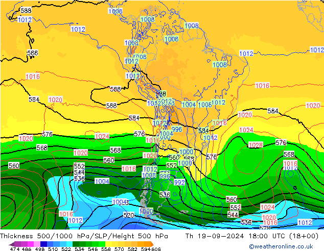 Thck 500-1000hPa GFS  19.09.2024 18 UTC