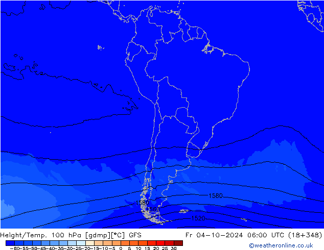 Height/Temp. 100 hPa GFS  04.10.2024 06 UTC