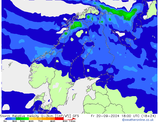 Storm Relative Helicity GFS Fr 20.09.2024 18 UTC