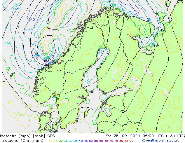 Isotaca (mph) GFS septiembre 2024