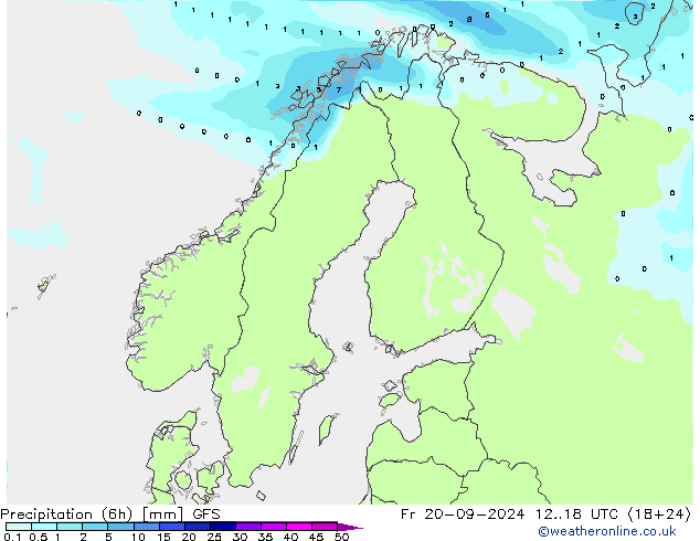 Z500/Rain (+SLP)/Z850 GFS ven 20.09.2024 18 UTC