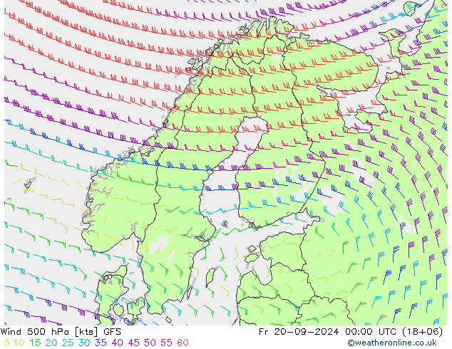 Vent 500 hPa GFS ven 20.09.2024 00 UTC