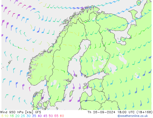 Wind 950 hPa GFS September 2024