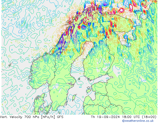 Vert. Velocity 700 hPa GFS czw. 19.09.2024 18 UTC