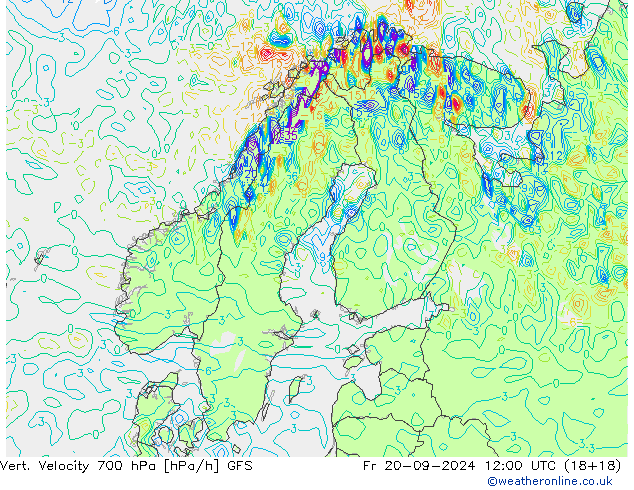 Vert. Velocity 700 гПа GFS пт 20.09.2024 12 UTC