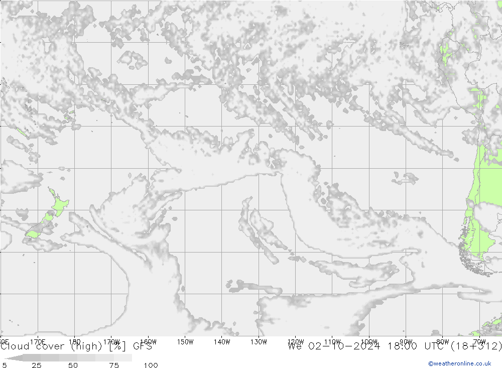 Nuages (élevé) GFS mer 02.10.2024 18 UTC