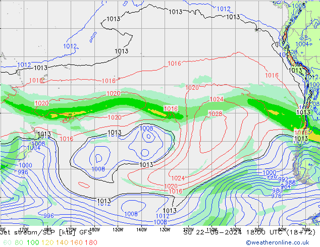 Jet stream/SLP GFS Su 22.09.2024 18 UTC