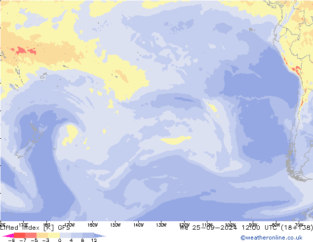 Lifted Index GFS  25.09.2024 12 UTC