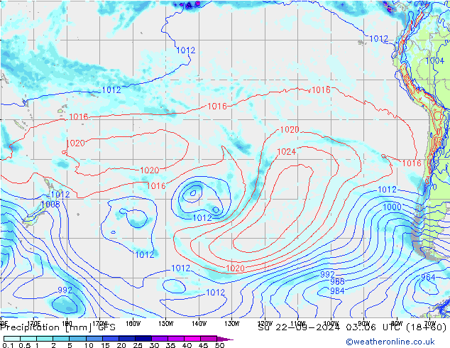 Srážky GFS Ne 22.09.2024 06 UTC