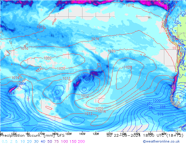 Precipitation accum. GFS dom 22.09.2024 18 UTC