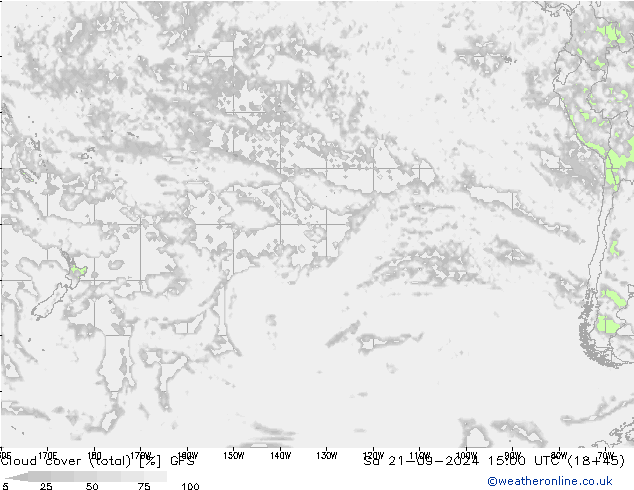 Cloud cover (total) GFS Sa 21.09.2024 15 UTC