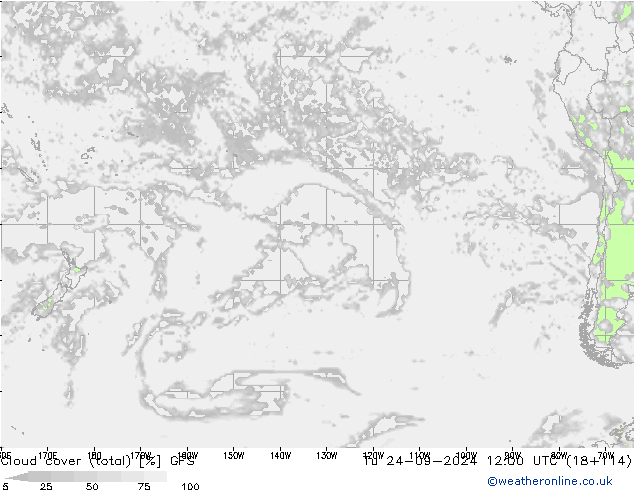 Nubi (totali) GFS mar 24.09.2024 12 UTC