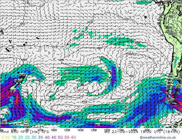 Wind 850 hPa GFS September 2024