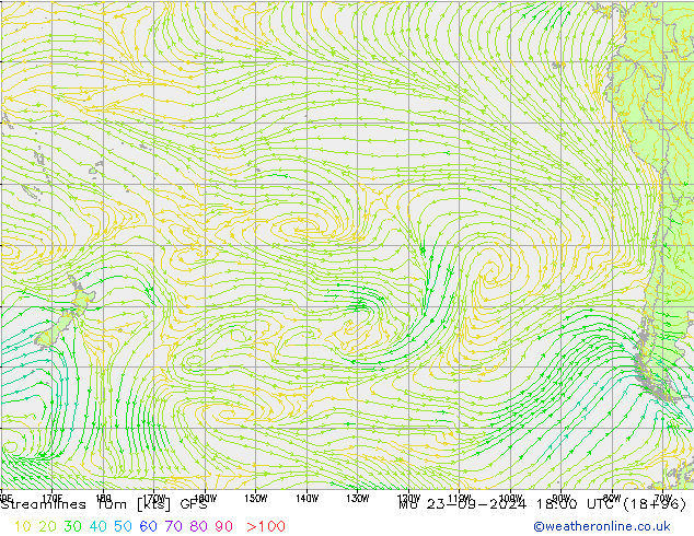 Streamlines 10m GFS Mo 23.09.2024 18 UTC