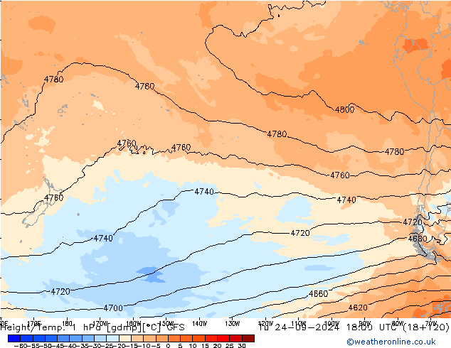 Height/Temp. 1 hPa GFS Út 24.09.2024 18 UTC