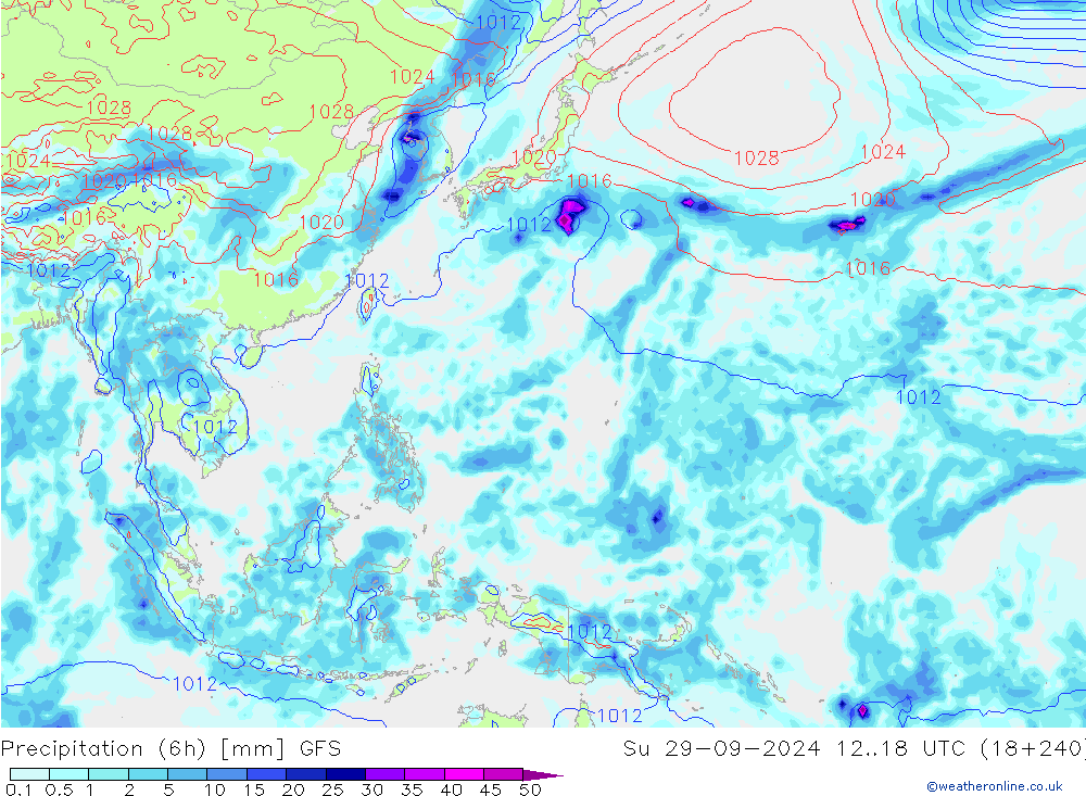 Precipitação (6h) GFS Dom 29.09.2024 18 UTC