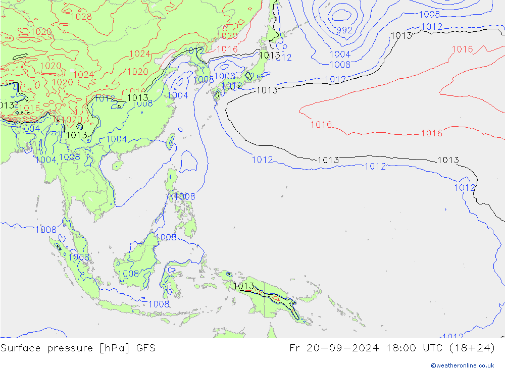 ciśnienie GFS pt. 20.09.2024 18 UTC