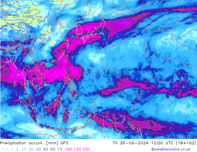 Precipitation accum. GFS Qui 26.09.2024 12 UTC