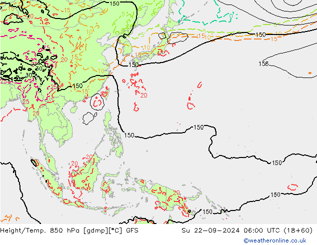 Z500/Rain (+SLP)/Z850 GFS dim 22.09.2024 06 UTC