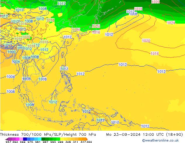 Thck 700-1000 hPa GFS Seg 23.09.2024 12 UTC