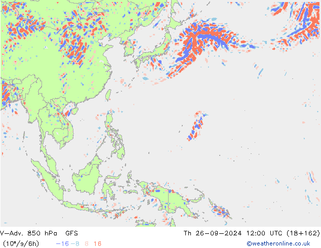 V-Adv. 850 гПа GFS чт 26.09.2024 12 UTC