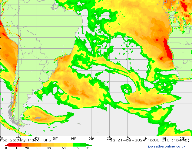 Fog Stability Index GFS Sa 21.09.2024 18 UTC