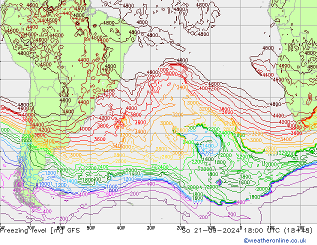 Freezing level GFS Sa 21.09.2024 18 UTC