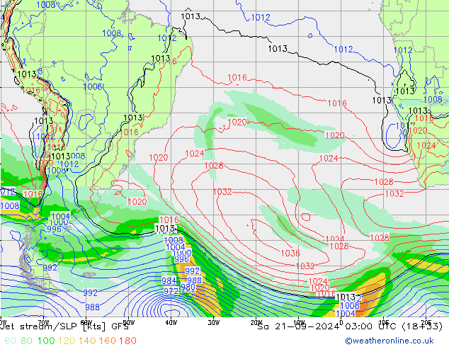 Jet stream/SLP GFS Sa 21.09.2024 03 UTC