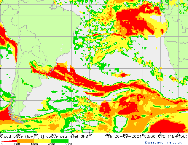 Cloud base (low) GFS  26.09.2024 00 UTC