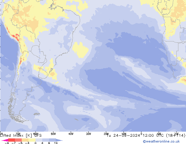 Lifted Index GFS mar 24.09.2024 12 UTC