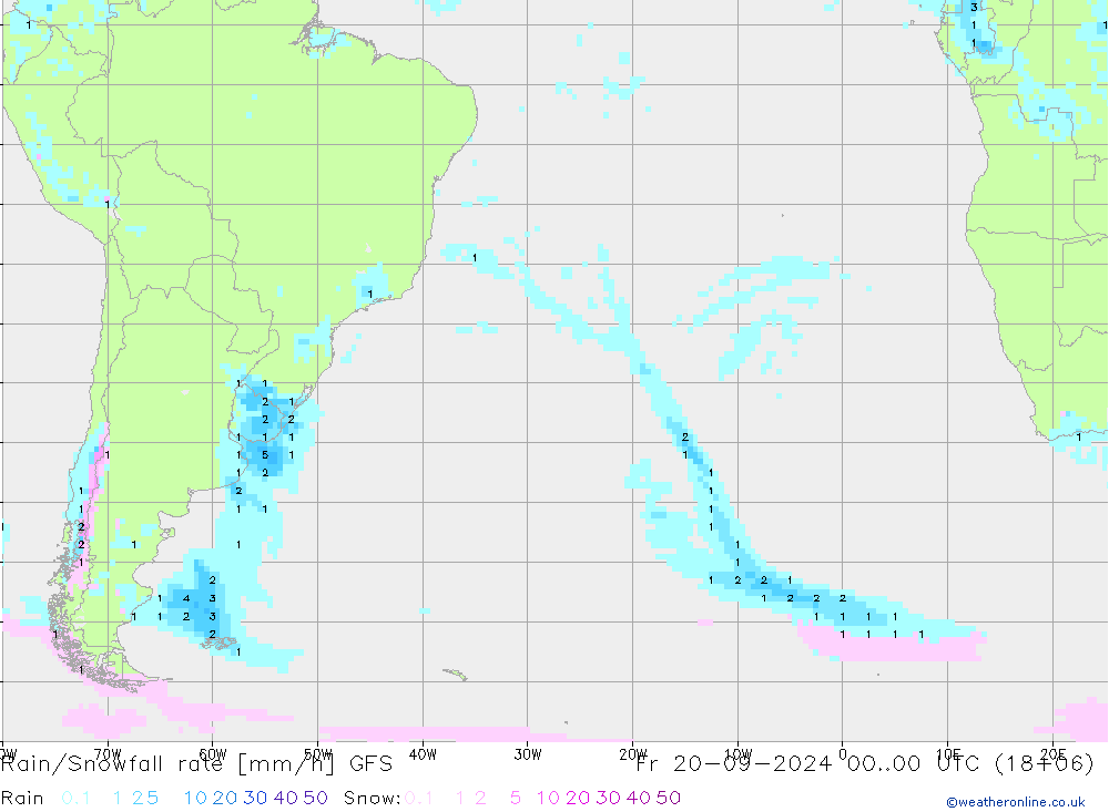 Rain/Snowfall rate GFS pt. 20.09.2024 00 UTC