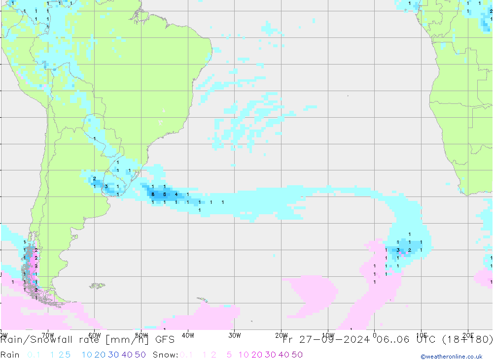 Regen/Sneeuwval GFS vr 27.09.2024 06 UTC