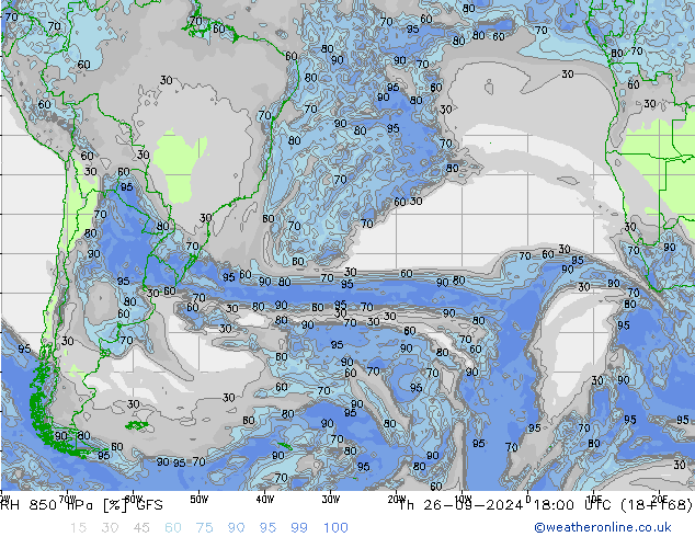 RH 850 hPa GFS Do 26.09.2024 18 UTC