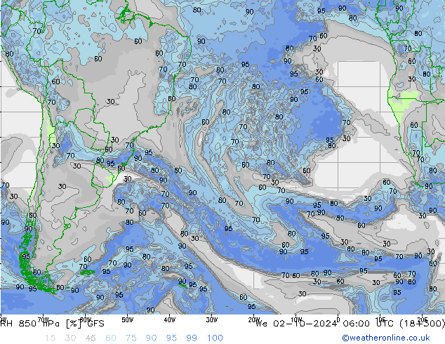 RV 850 hPa GFS wo 02.10.2024 06 UTC